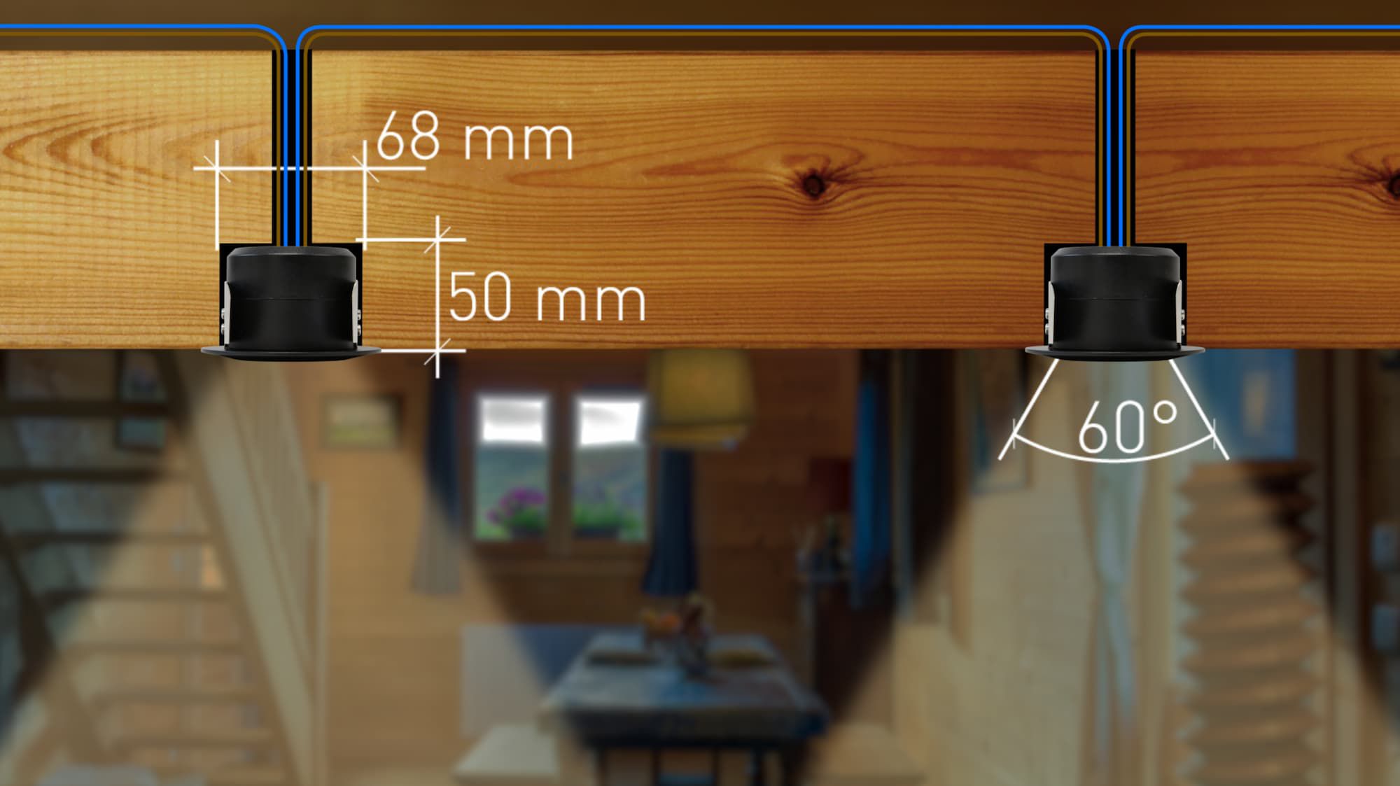 LED-Einbauspot WOODY Ø68 schwarz matt 3000K 660lm 60°