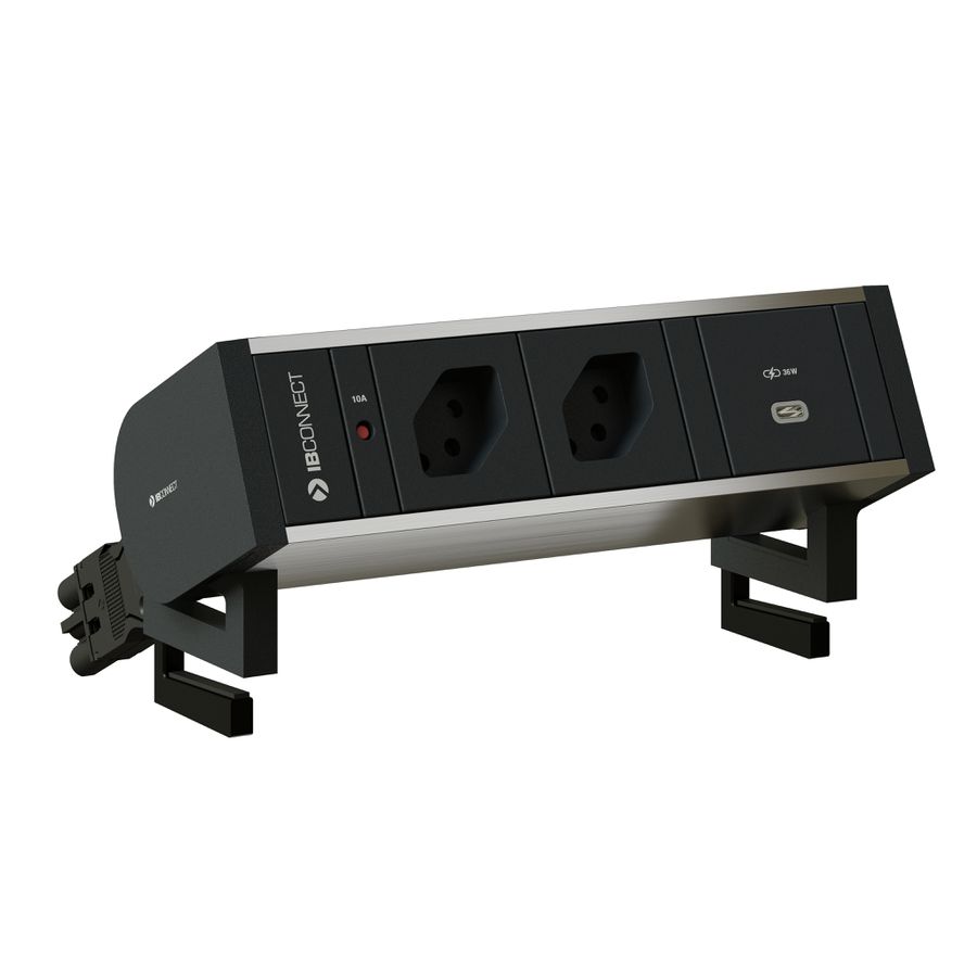 SUPRA bloc multiprise anodisé 2x type 13 1x USB-C 36W