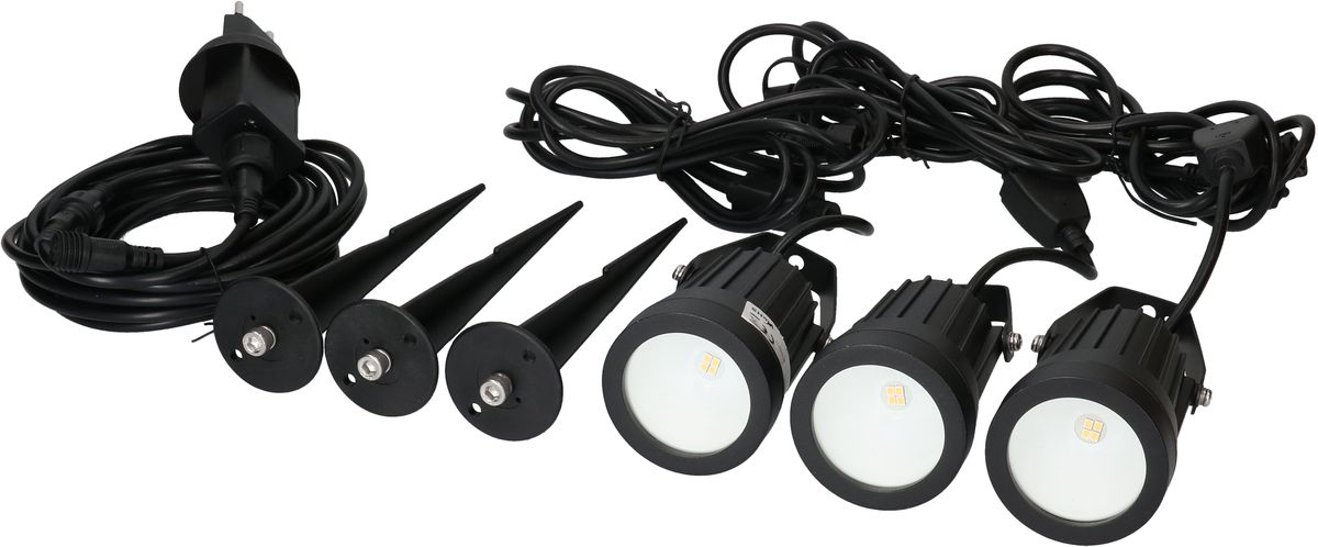 3er Set Gartenspot Merkuro / ALU schwarz IP65 / LED / Typ 11
