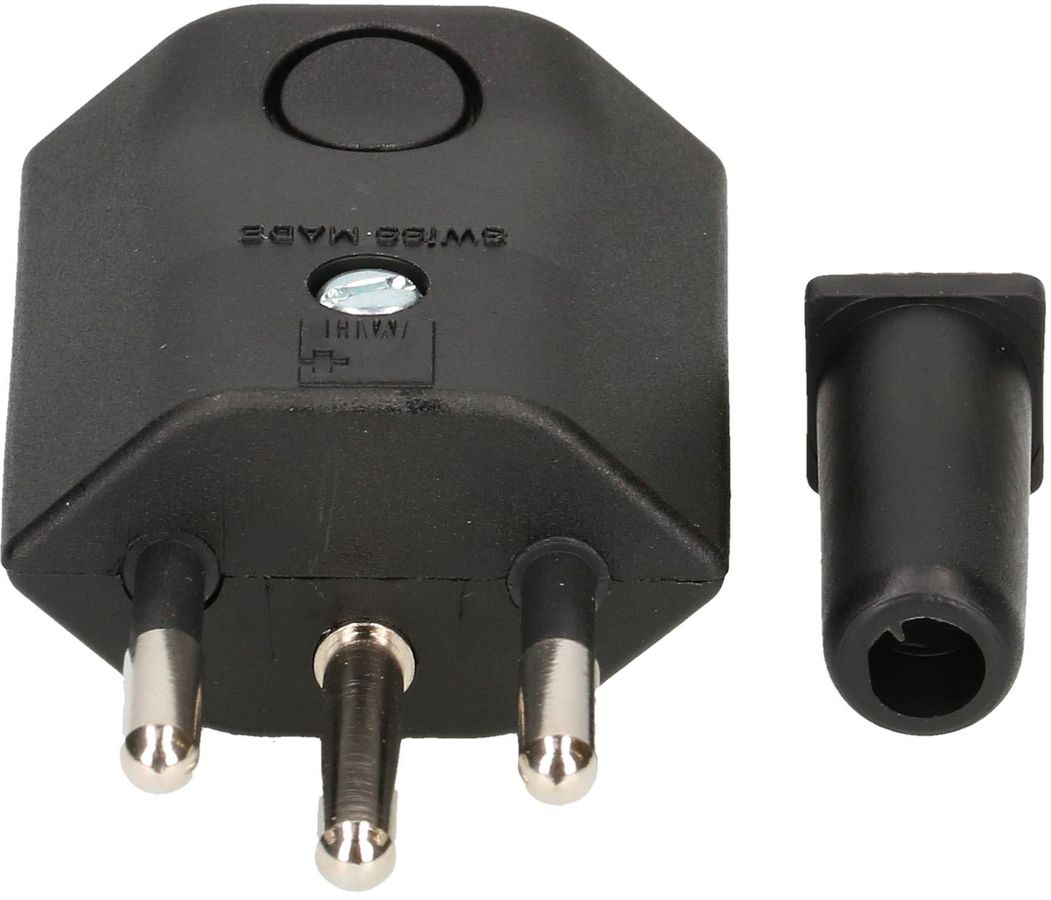 Stecker Typ 12 gewinkelt 3-polig schwarz