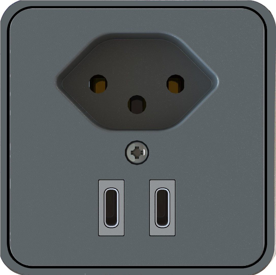 presa aggiuntiva per mobili 1x tipo 13 USB C+C ant 2m tipo 12