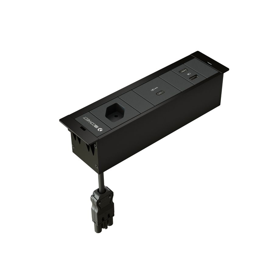 CUBOBOX Steckdos. sw S 3-fach 1x Typ 13 1x USB 60W 1x A/C Charger