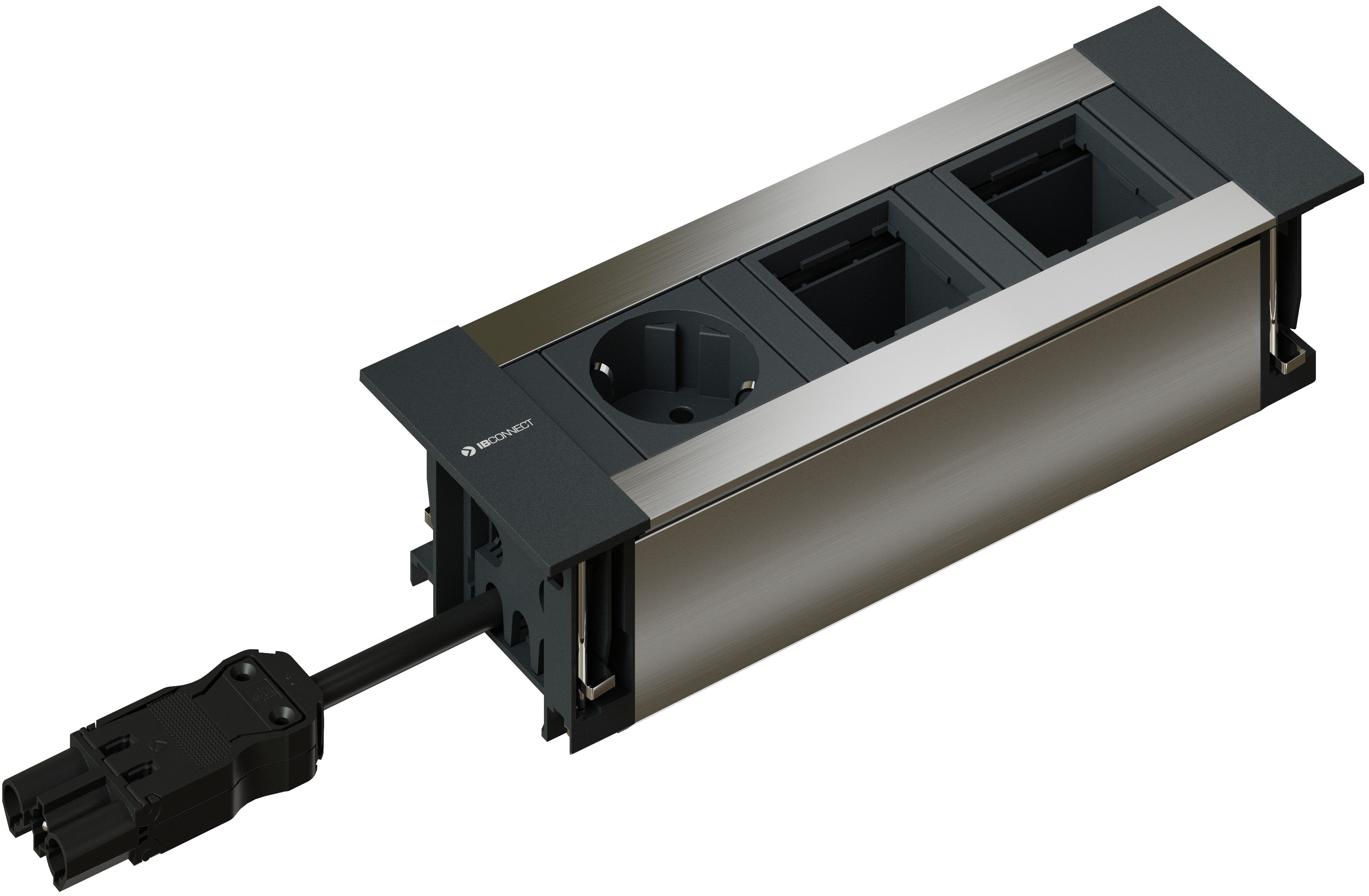 INTRO2.0 Steckdoseneinheit eloxiert 1x Schuko 2x Leermodul