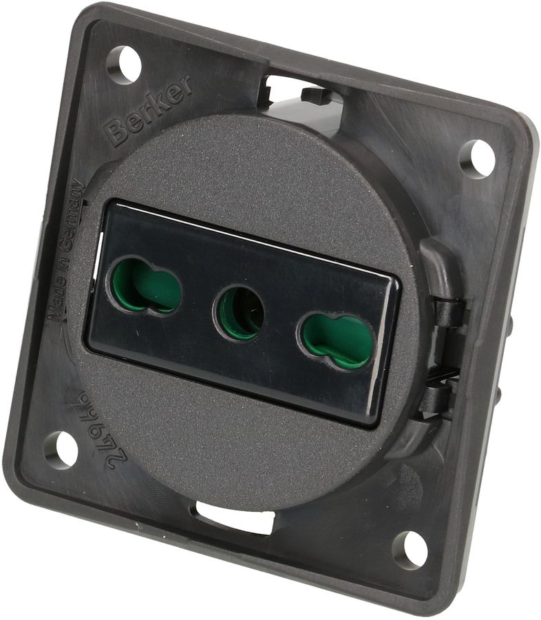 Steckdose 1x Typ L Apparat mit Frontplatte Berker Integro anth.