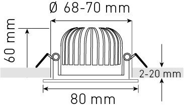 LED-Einbauspot FIXO weiss 3000K 960lm 60°