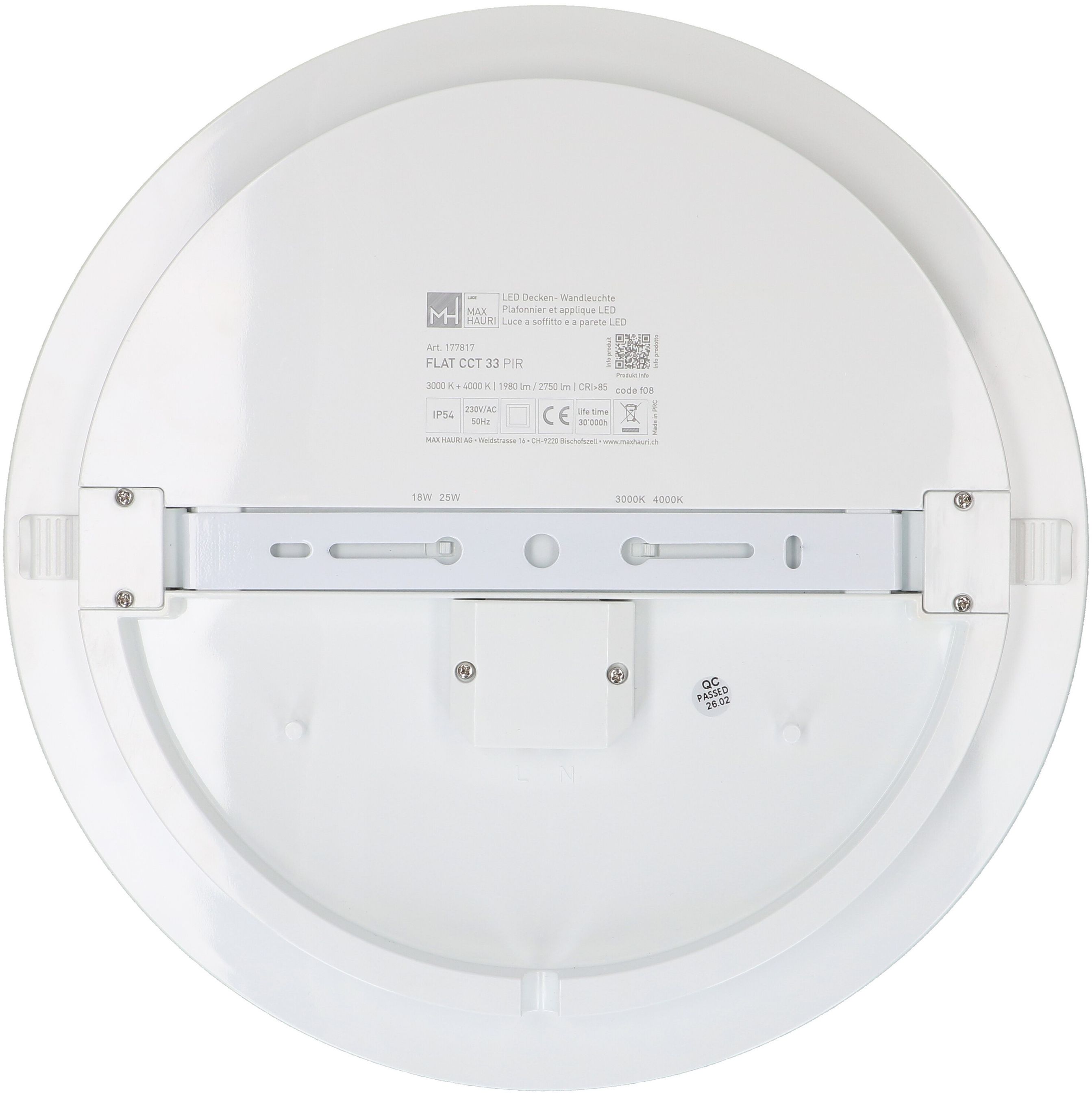 plafonnier FLAT CCT 33 PIR 18/25W 1980/2750lm