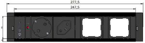 CUBOBOX Steckdoseneinheit sw M 4-fach 1x Typ 13 1x Schuko 2x Leer