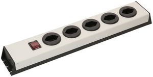 multipresa Power Line 5x tipo 13 argento/nero interruttore