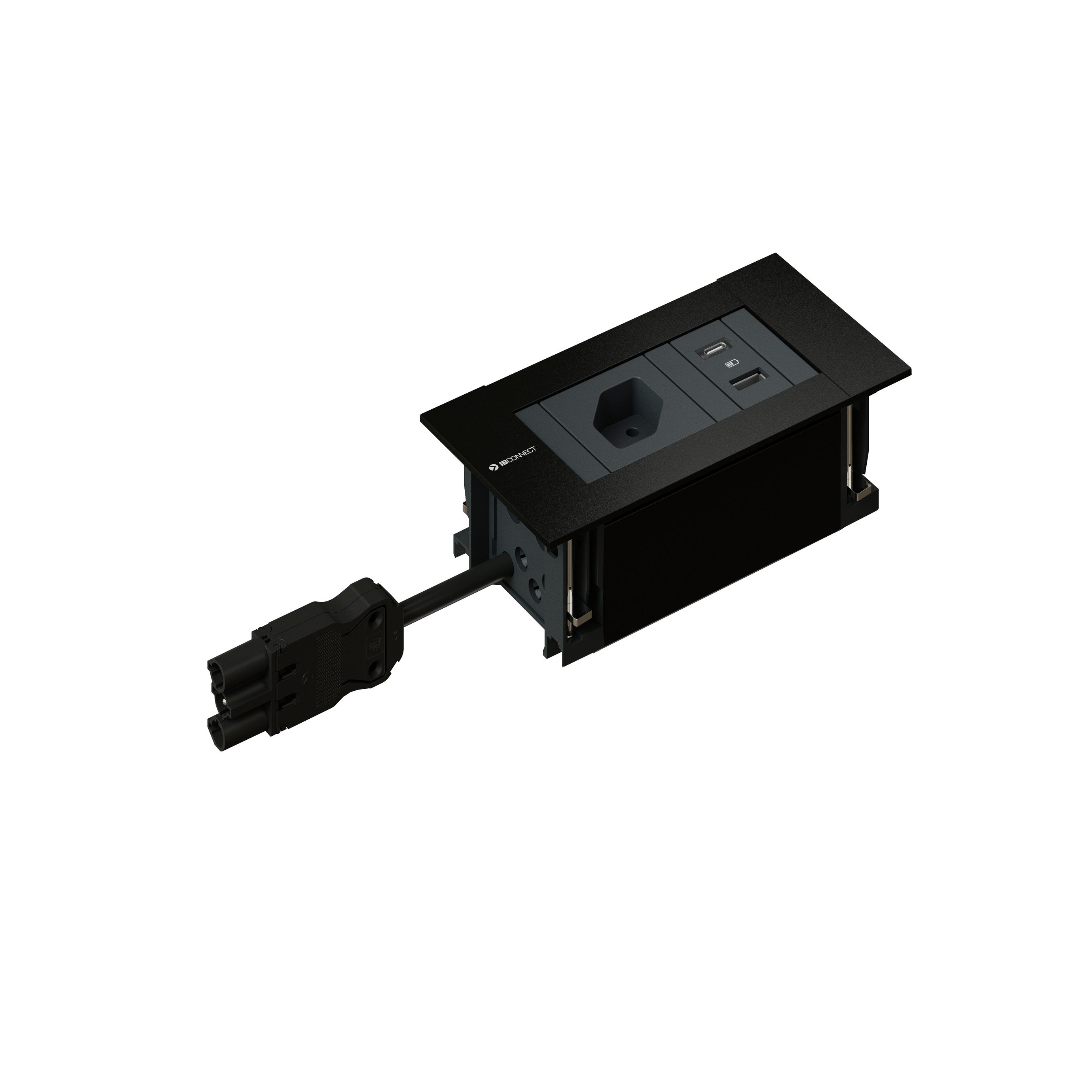 INTRO2.0 bloc multiprise noir 1x type 13 1x USB-A/C