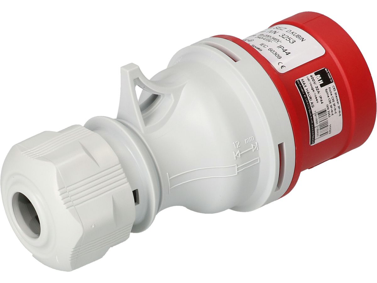 Industrial plug 3P+N+E 400V/32A red IP44