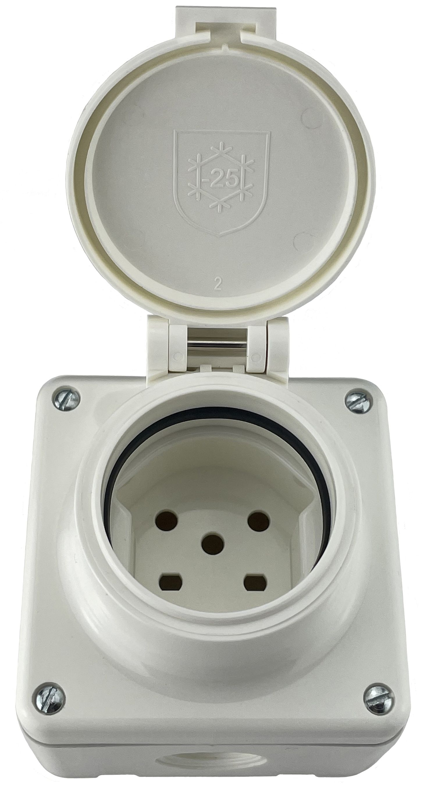 Steckdose 1x Typ 15 Gr.1x1 AP Mica Nass IP55 weiss