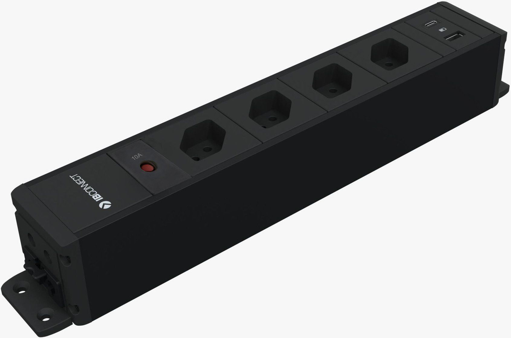 CUBO Steckdoseneinheit schwarz 4x Typ 13 1x USB-A/C