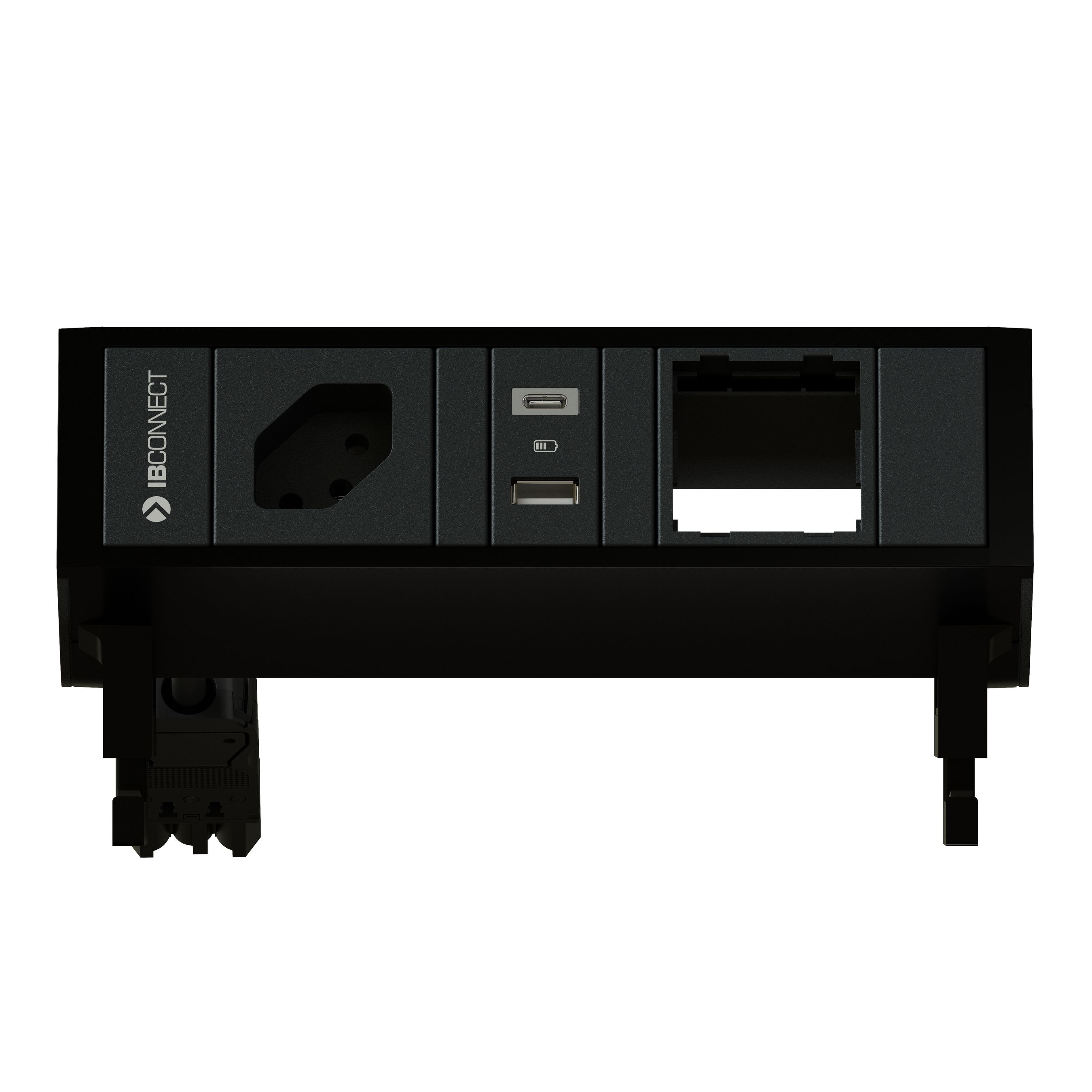 SUPRA bloc multiprise noir 1x type 13 1x USB-A/C 1x module vide