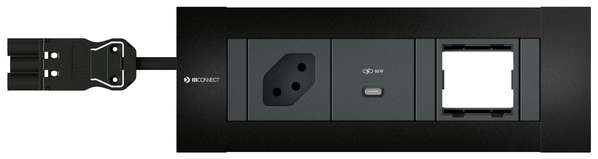 INTRO2.0 Steckdoseneinheit schwarz 1x Typ 13 1x USB-C 60W 1x leer