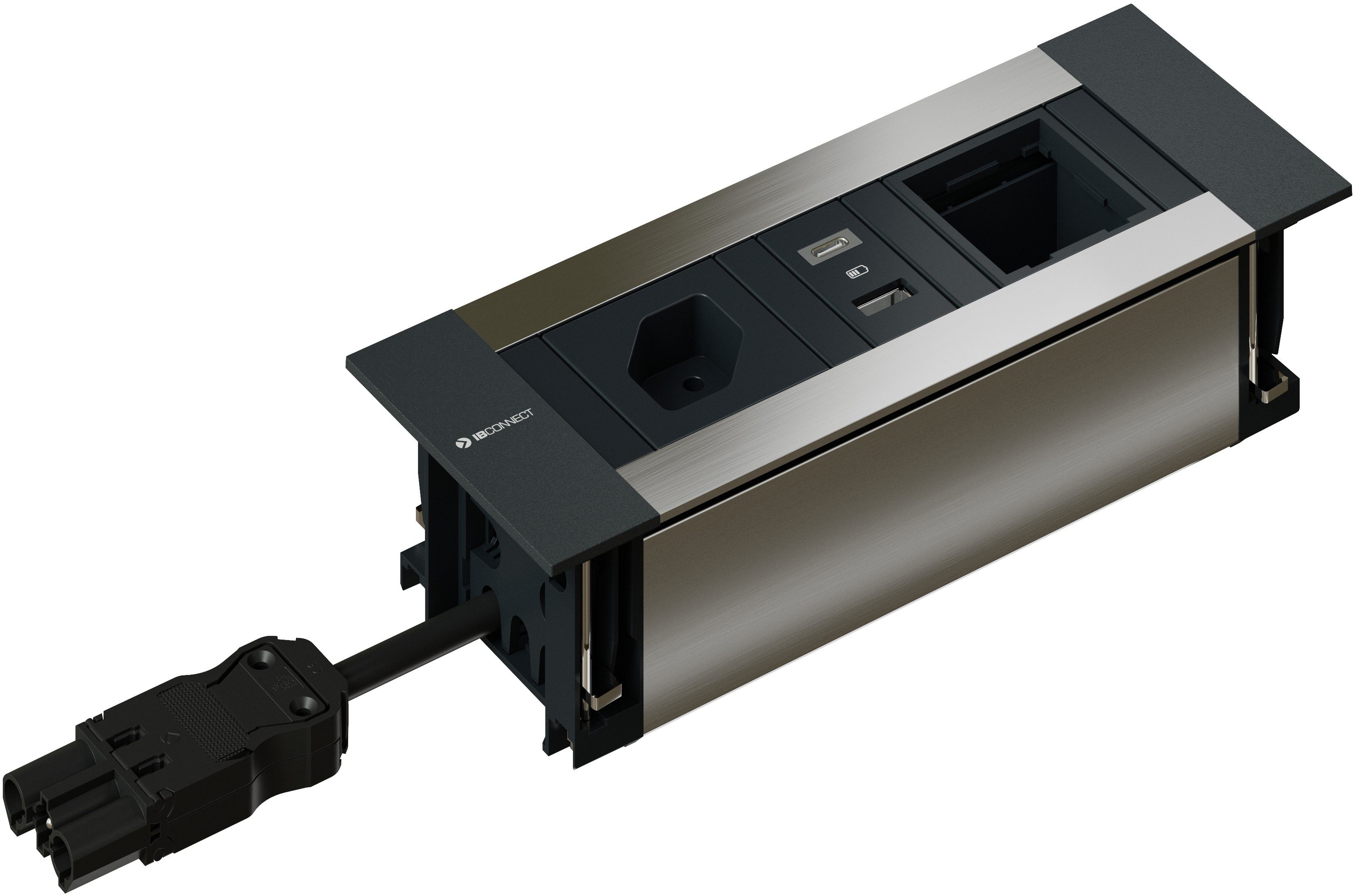 INTRO2.0 Steckdoseneinheit eloxiert 1x Typ 13 1x USB-A/C 1x Leer