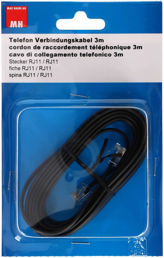 téléphone câble raccordement noir L=3m