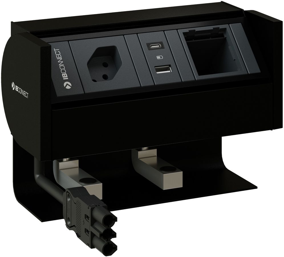 PRISMA Steckdoseneinheit schwarz 1x Typ 13 1x USB-A/C 1x Leer