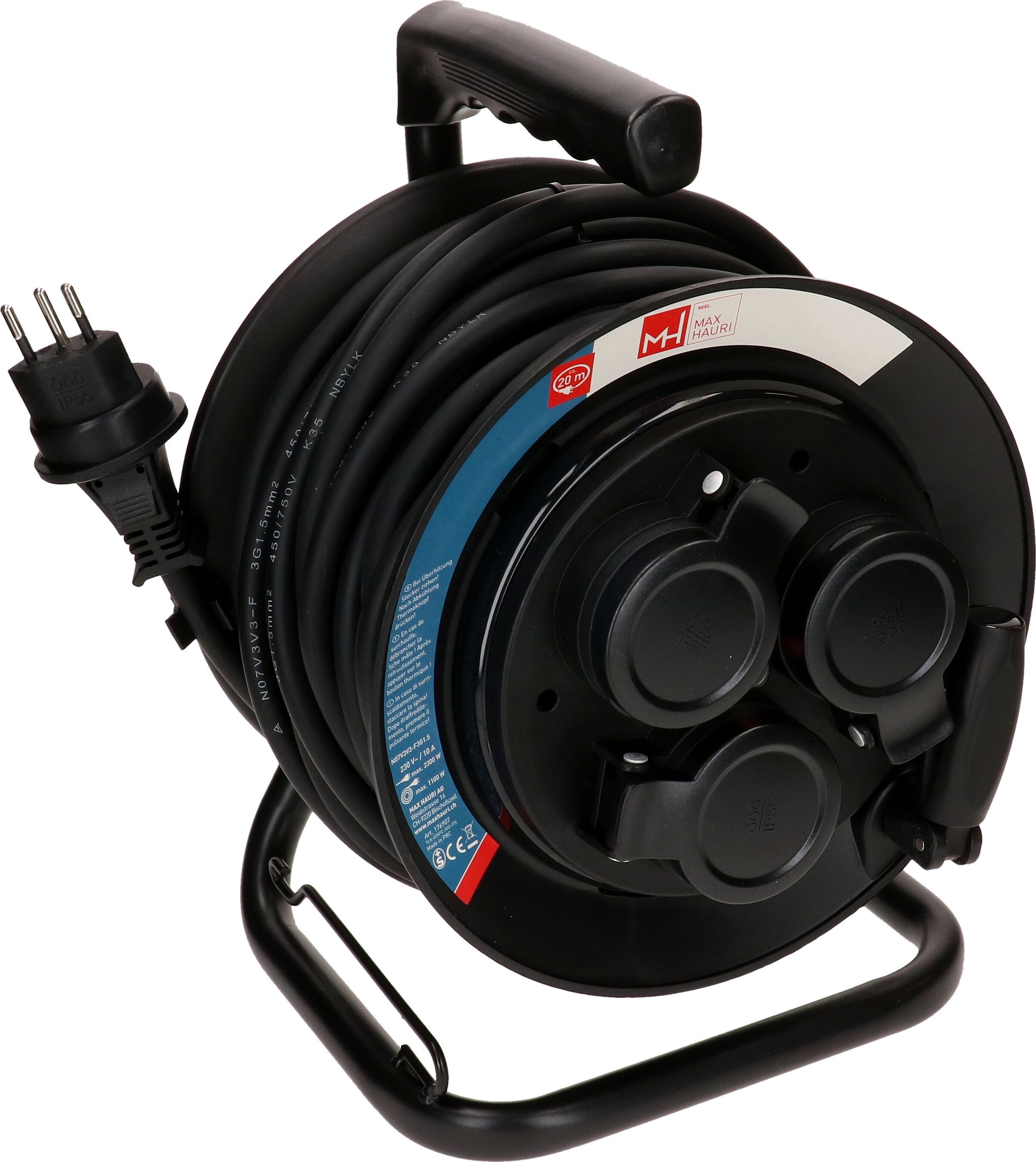 Kabelrolle 3x Typ 13 IP55 20m schwarz