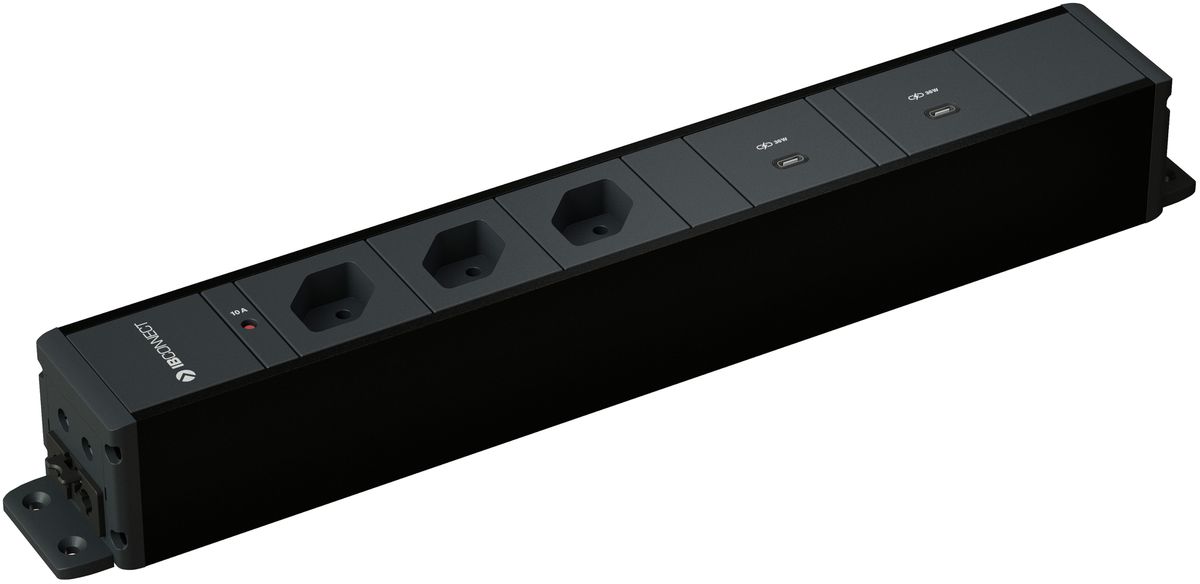 CUBO Steckdoseneinheit schwarz 3x Typ 13 2x USB-C 36W