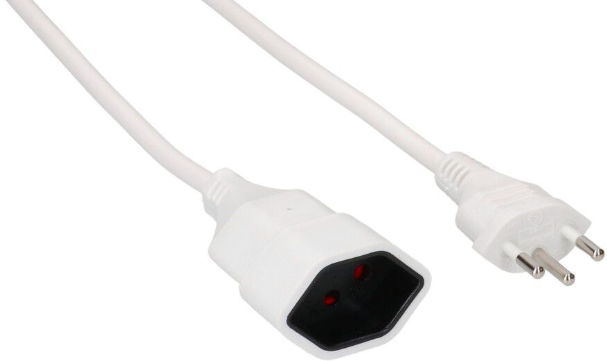 TD-Verlängerung H05VV-F3G1.0 5m weiss BS Typ 12 / Typ 13