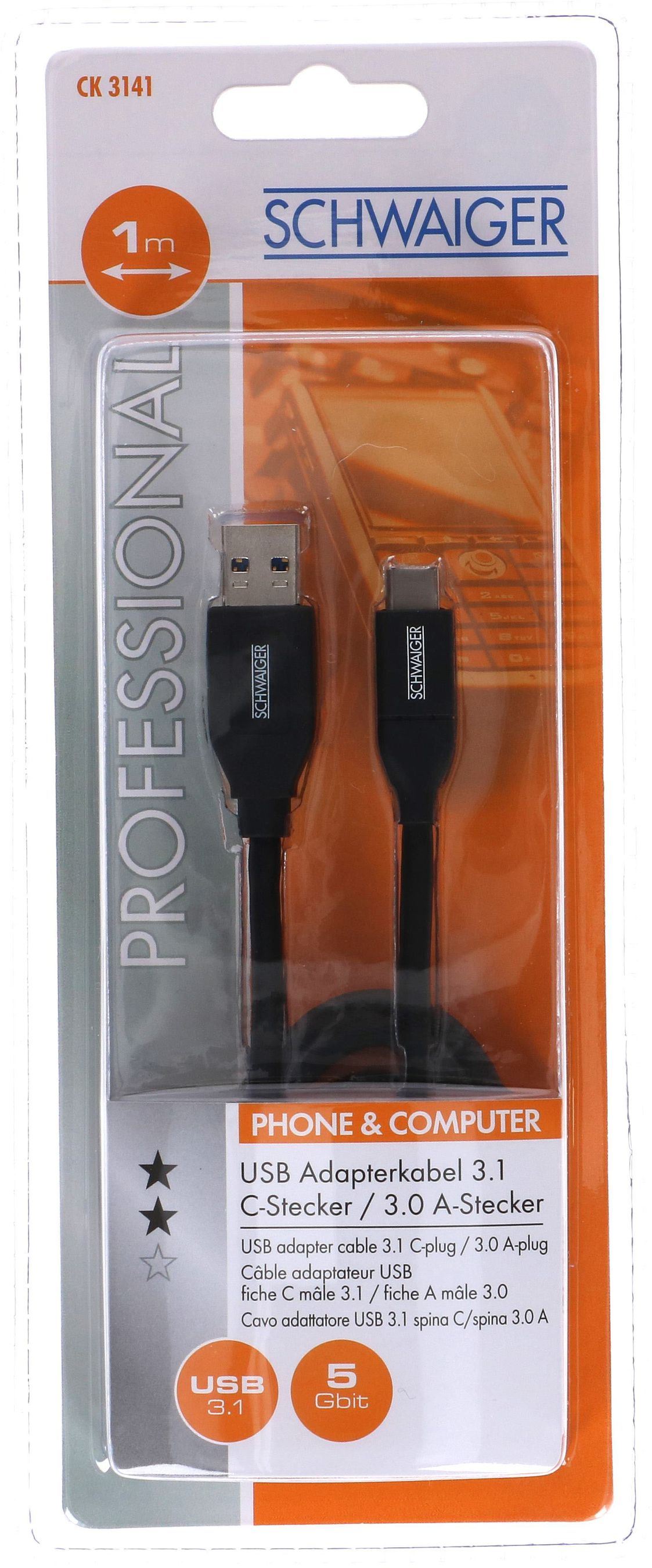 USB 3.1 Adapterkabel 1m schwarz