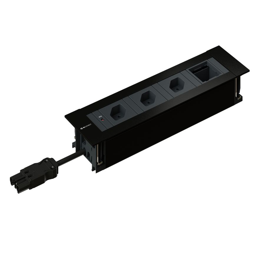 INTRO2.0 bloc multiprise noir 3x type 13 1x vide