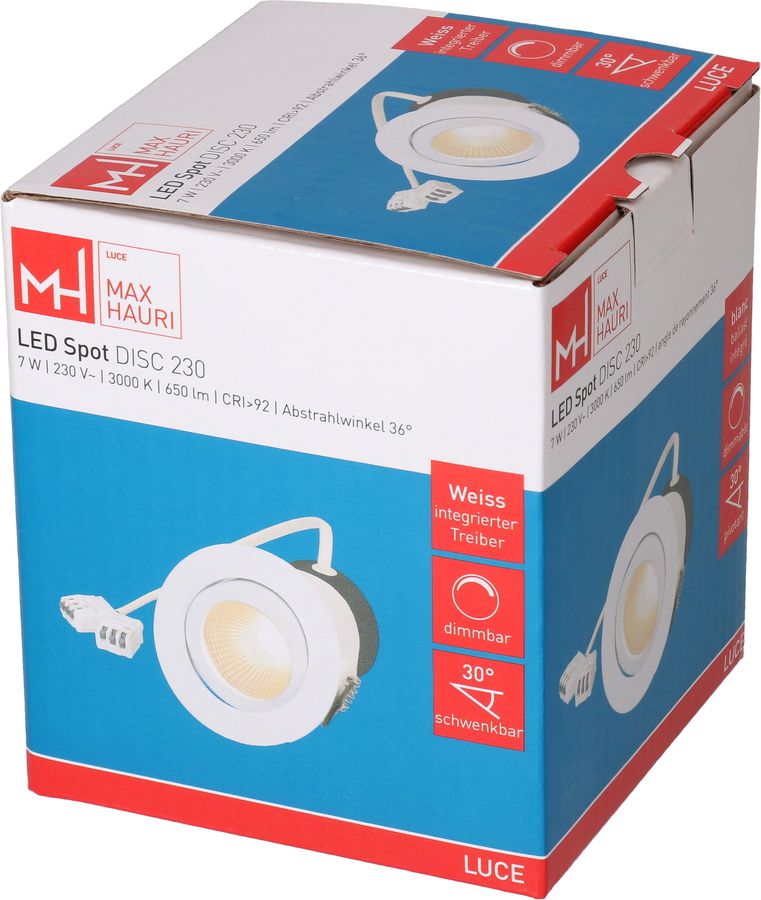 spot encastré à LED DISC 230 blanc 3000K 650lm 36°