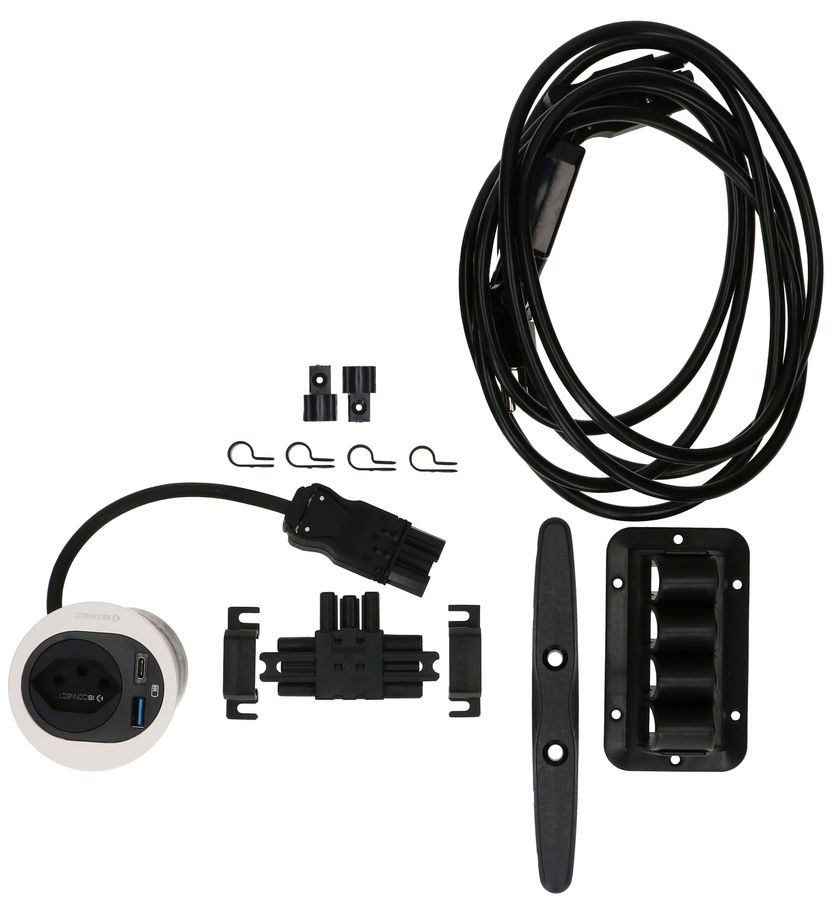 Single set di raccordi ATOM presa multipla bianco tipo 13 USB-A/C