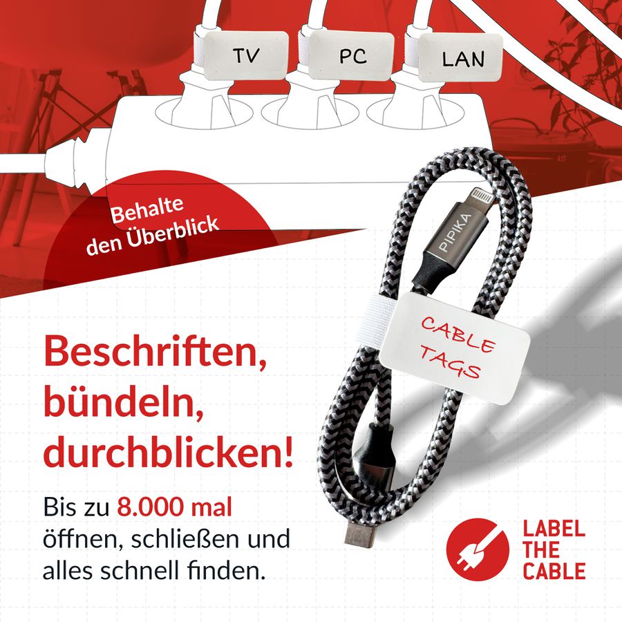 LTC Cable Tags fascette con etichetta bianco / 30 pezzi