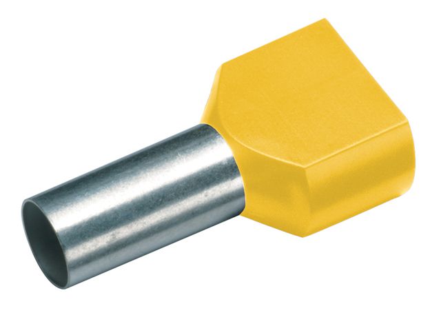 Cosse tubulaire à sertir jumelée isolée 2x6.0mm²/14mm jaune