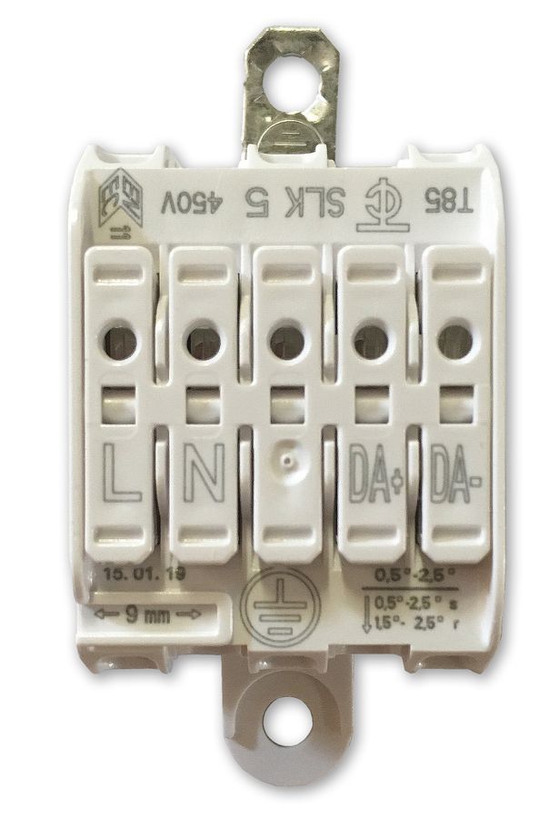 Leuchtenanschlussklemme SLK5/5OF mit Beschriftung