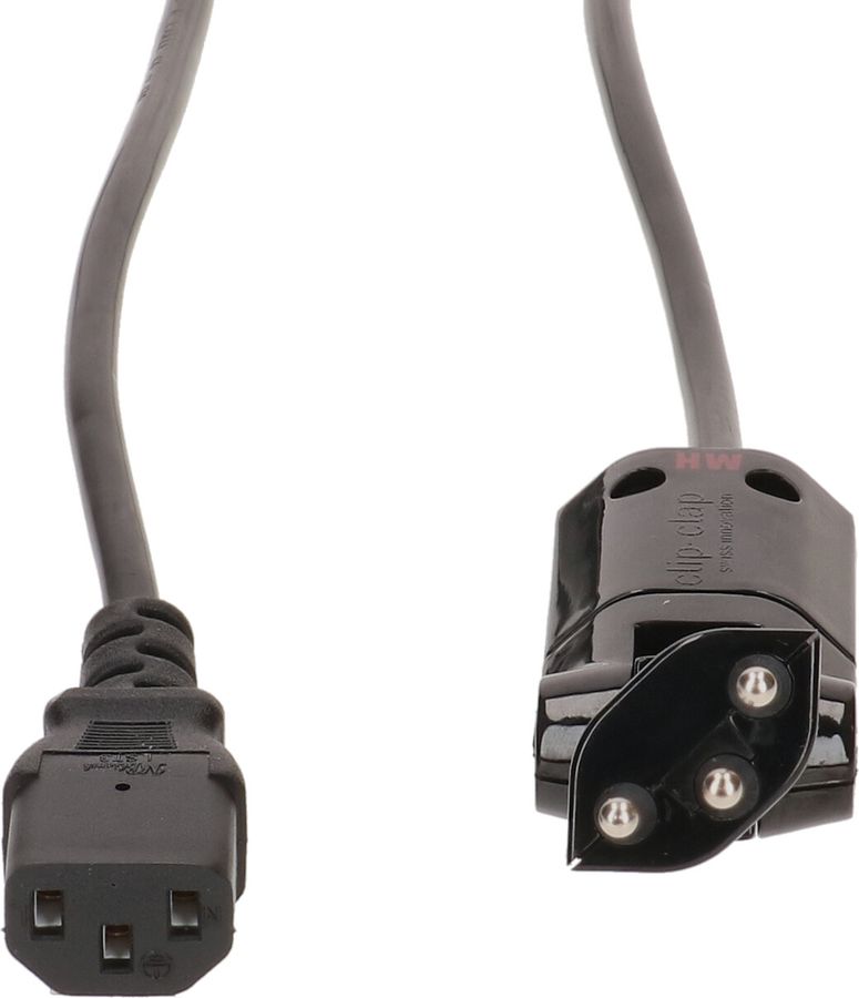 TD-Apparatekabel H05VV-F3G0.75 2m schwarz Typ 12 clip-clap/C13