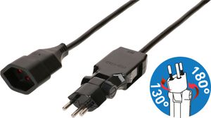 Extension cable cordset H05VV-F3G1.0mm2 black