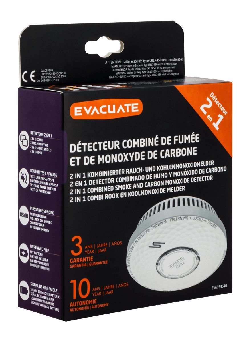 Capteur CO et détecteur de fumée de détecteur de gaz d'alarme de fumée  combinée de monoxyde de carbone - Vvikizy - Cdiscount Bricolage