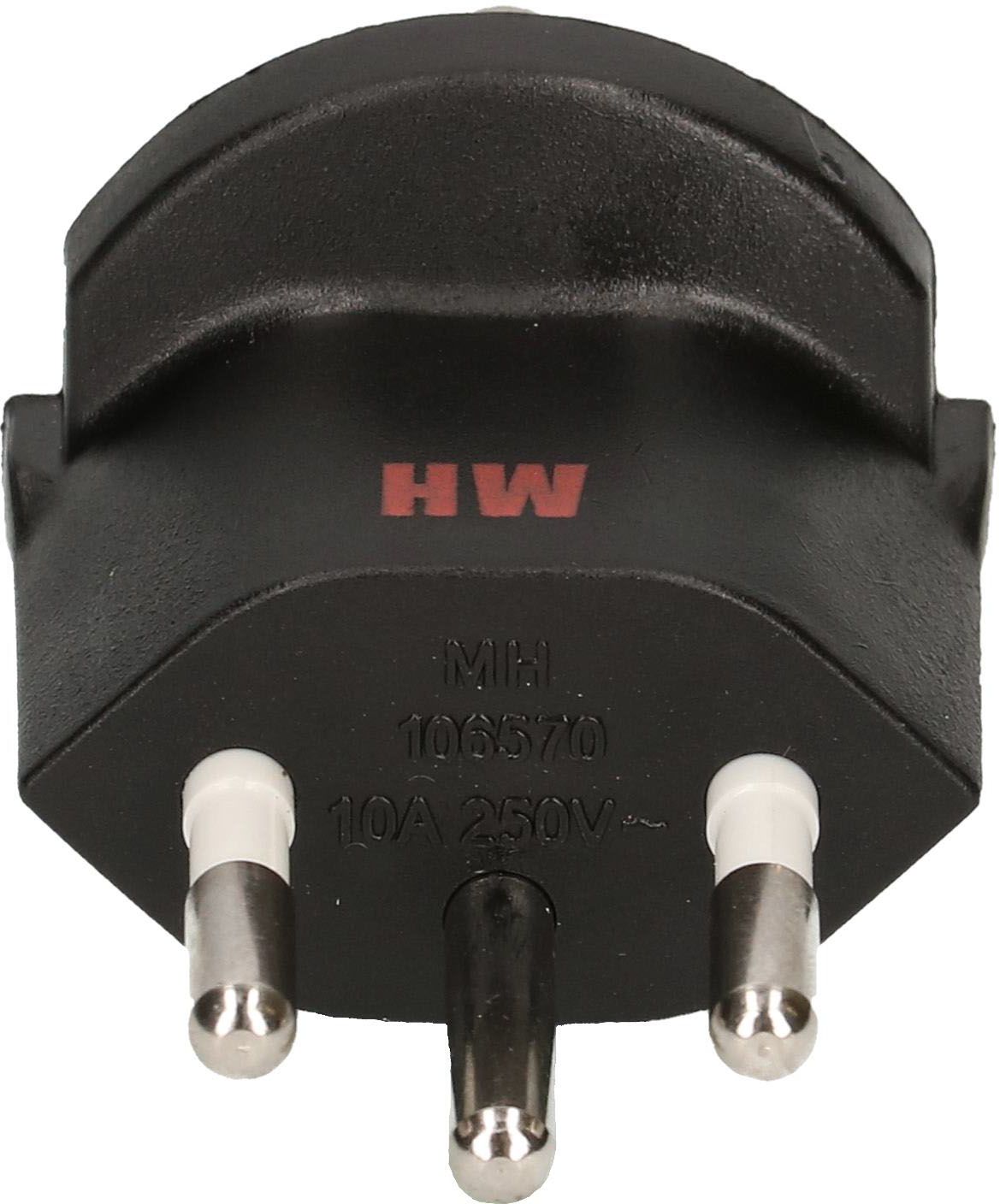adaptateur fixe type 12 / Schuko CEE 7/7 noir