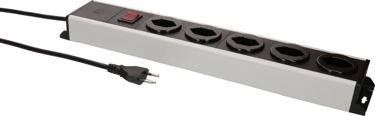 Steckdosenleiste Power Line 5x Typ 13 grau/schwarz Schalter 5.0m