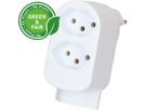 Abzweigstecker ADAPT 2+1x Typ 13 weiss drehbar Green+Fair