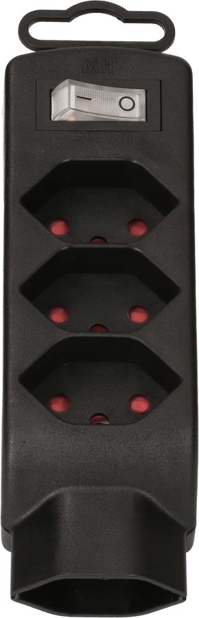 Abzweigstecker Safety Line 4x Typ 13 3-polig schwarz mit Schalter