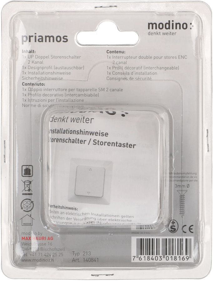 Doppel-Wippschalter 2x Storen UP priamos weiss