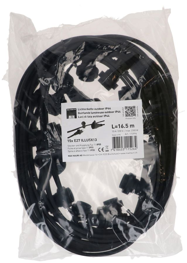 fata luci outdoor 15x E27 ILLU5X13 L=16.5m tipo 11 IP55