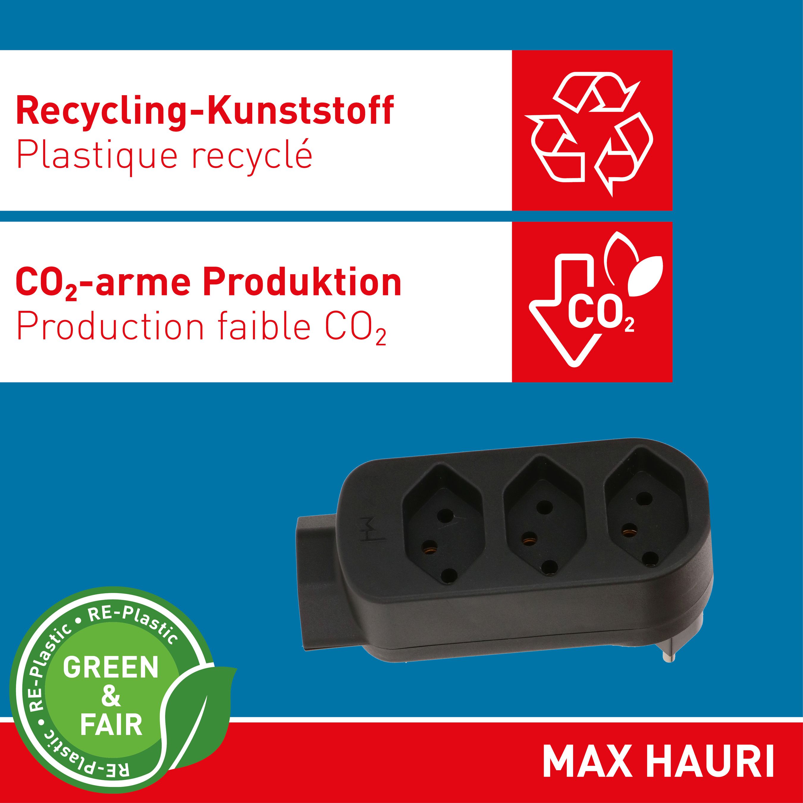 multi adaptateur ADAPT 3+1x type 13 noir rotatif Green+Fair