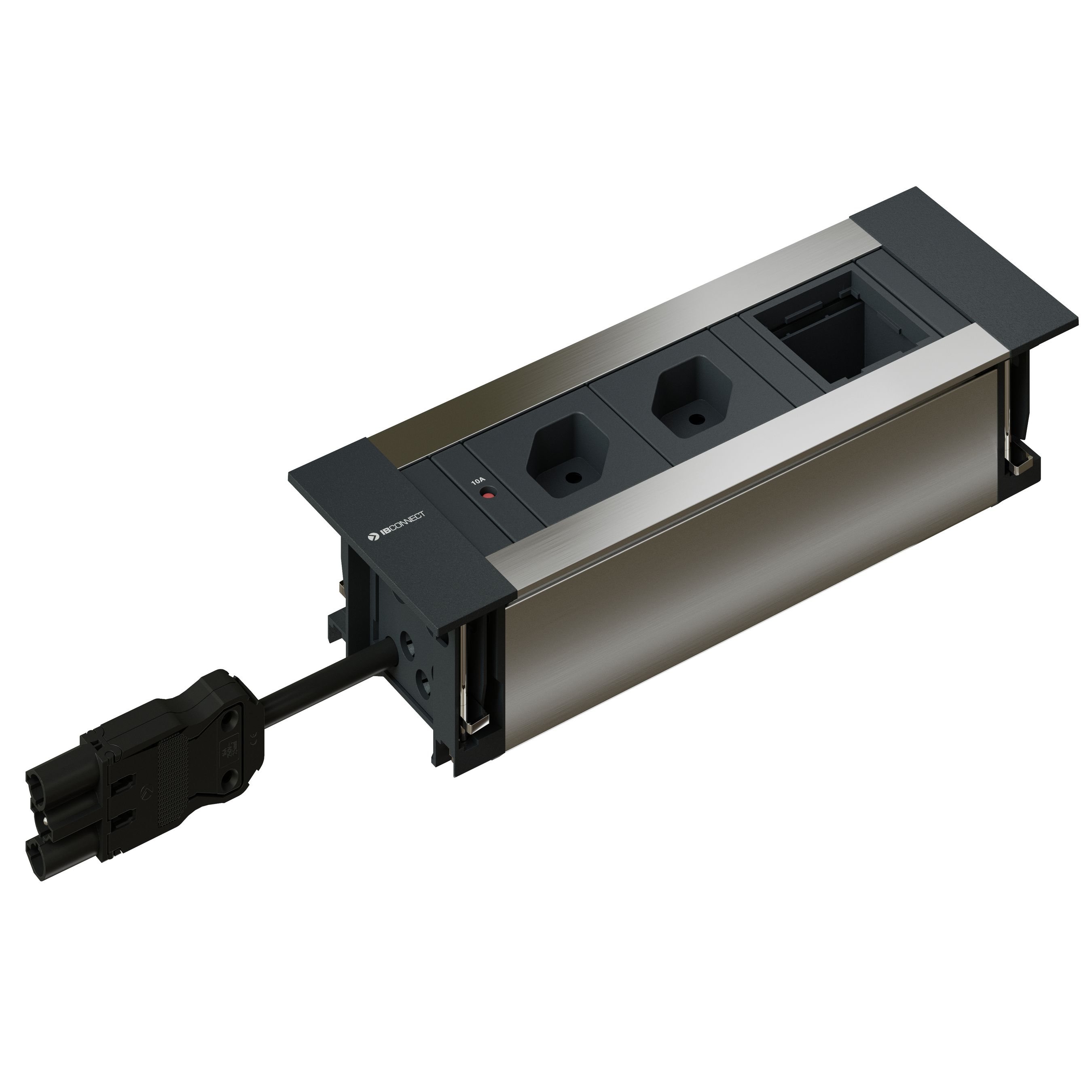 INTRO2.0 bloc multiprise anodisé 2x type 13 1x module vide
