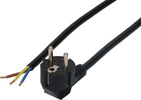 TD câble secteur H05VV-F3G1.5 3m noir Schuko