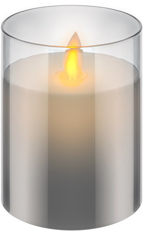 LED-Echtwachs-Kerze, 75x100mm, grau