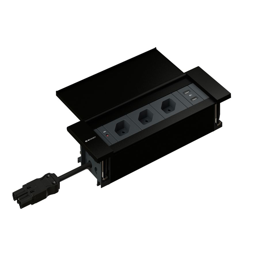 NEXO Steckdoseneinheit schwarz 3x Typ 13 1x USB-C/C