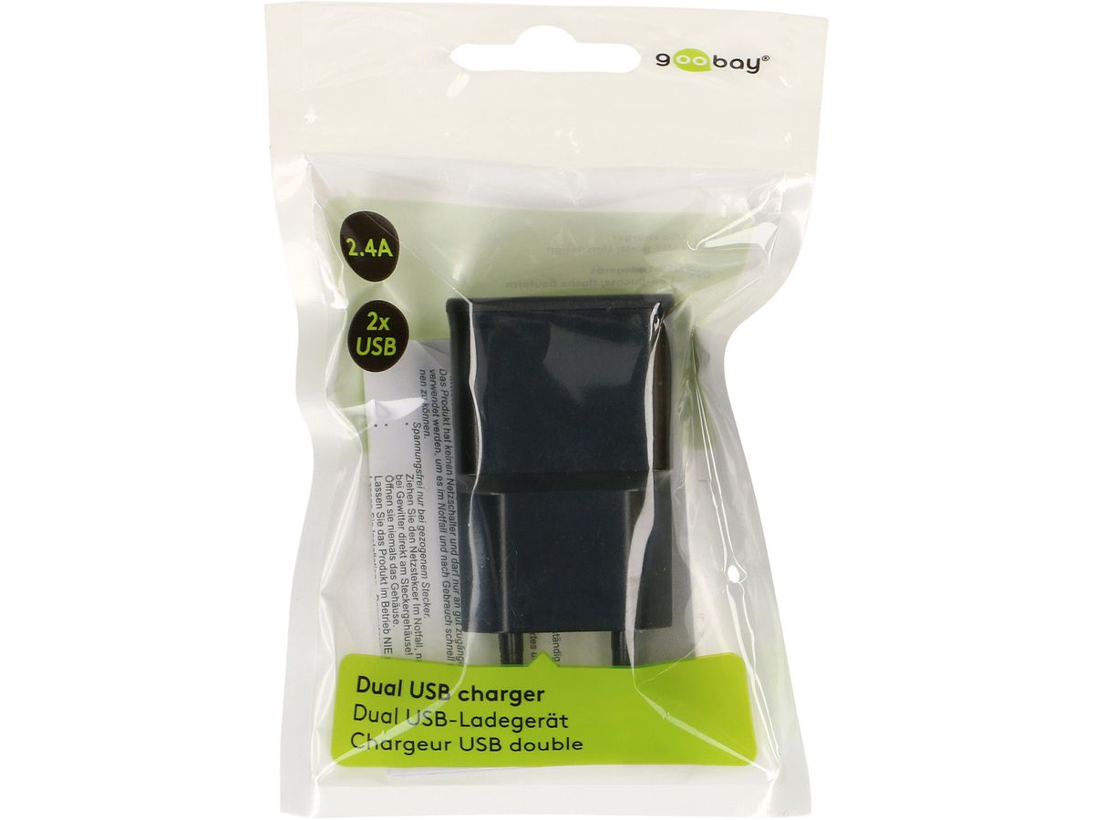 Dual USB-Ladegerät 2.4 A schwarz
