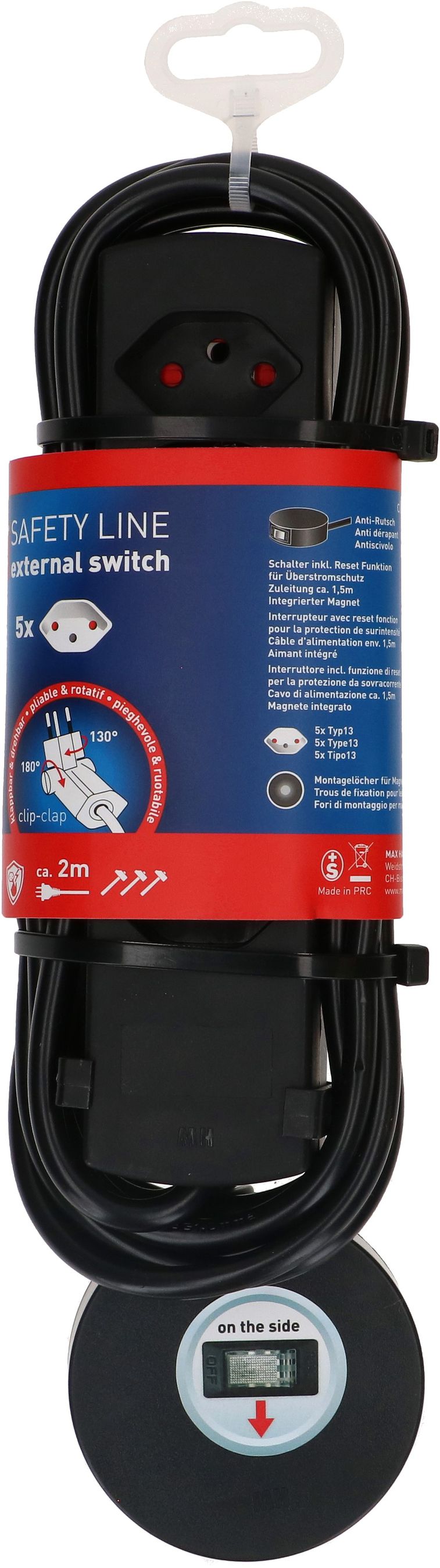 multiprise Safety Line 5x type 13 BS nr interr. ext. aimant 2m