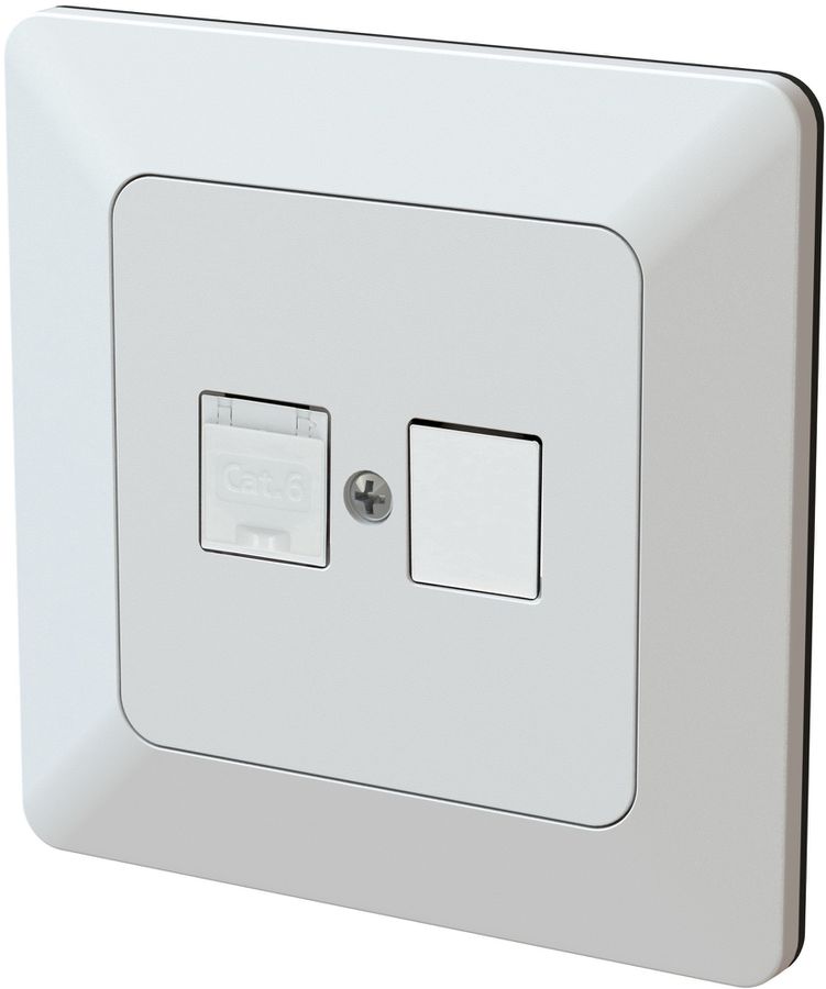 Netzwerkdose 1x RJ45 Kat.6 ungeschirmt / 1x blind UP priamos ws