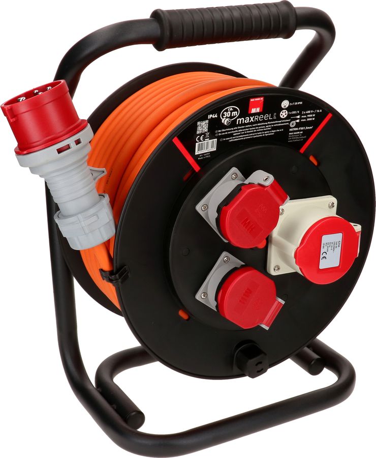 Kabelrolle IP44 2x Typ 25 IP55 1x CEE16-5 30m schwarz orange