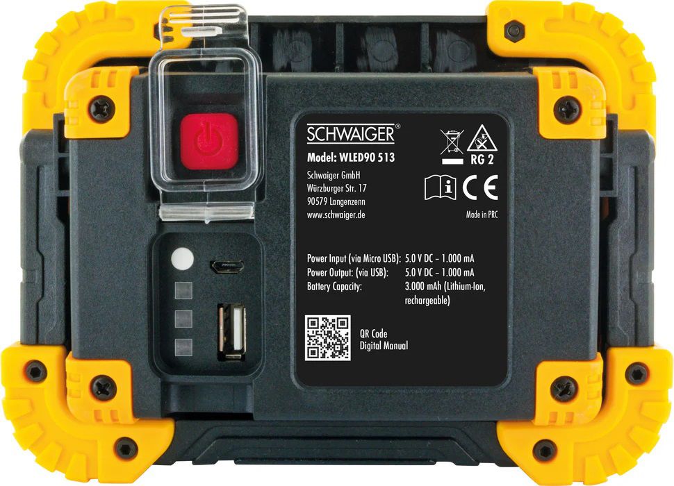 projecteur de travail rechargeable LED 20W noir/jaune